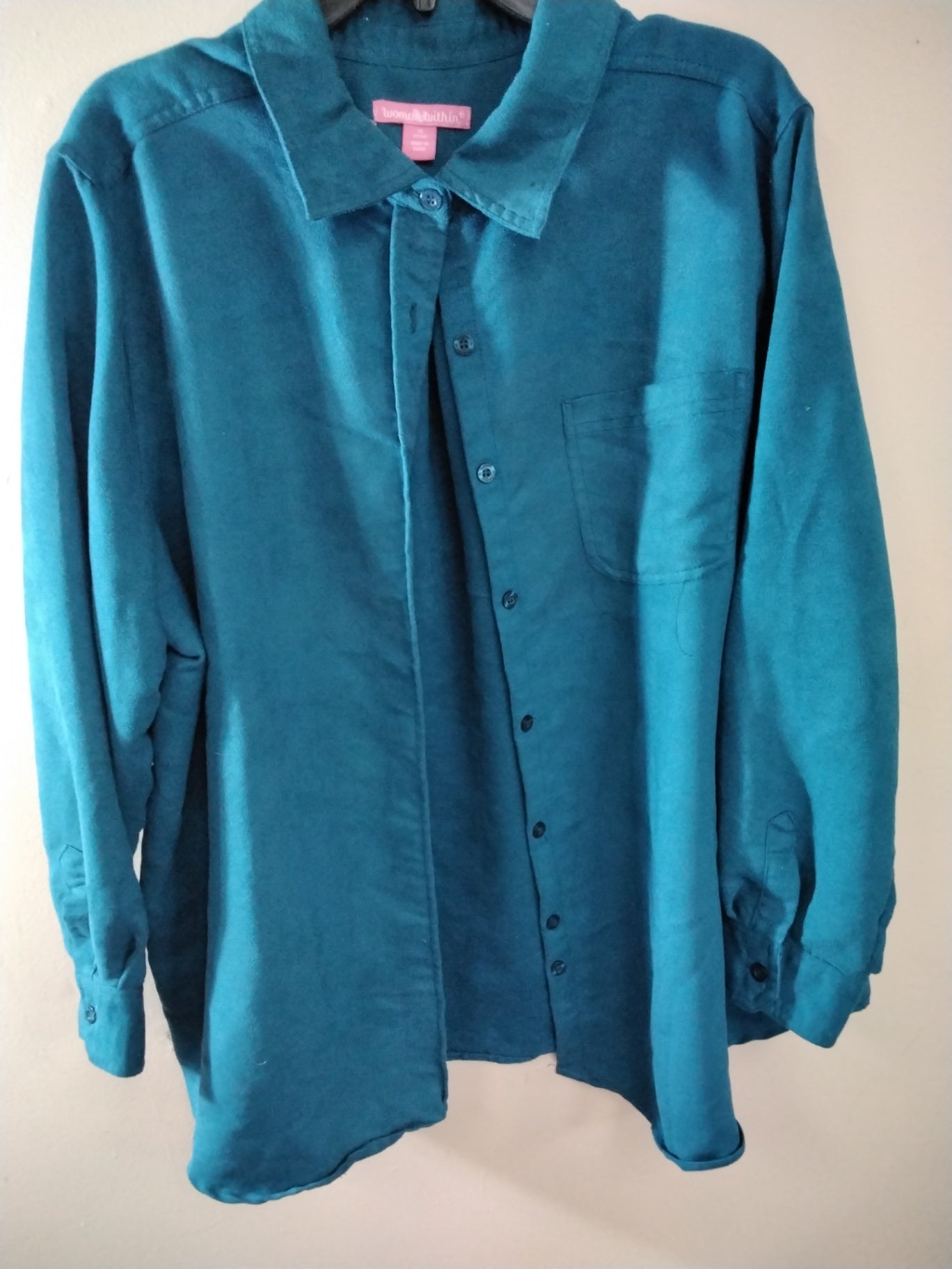 Woman Within, Teal, Long Sleeve Shirt