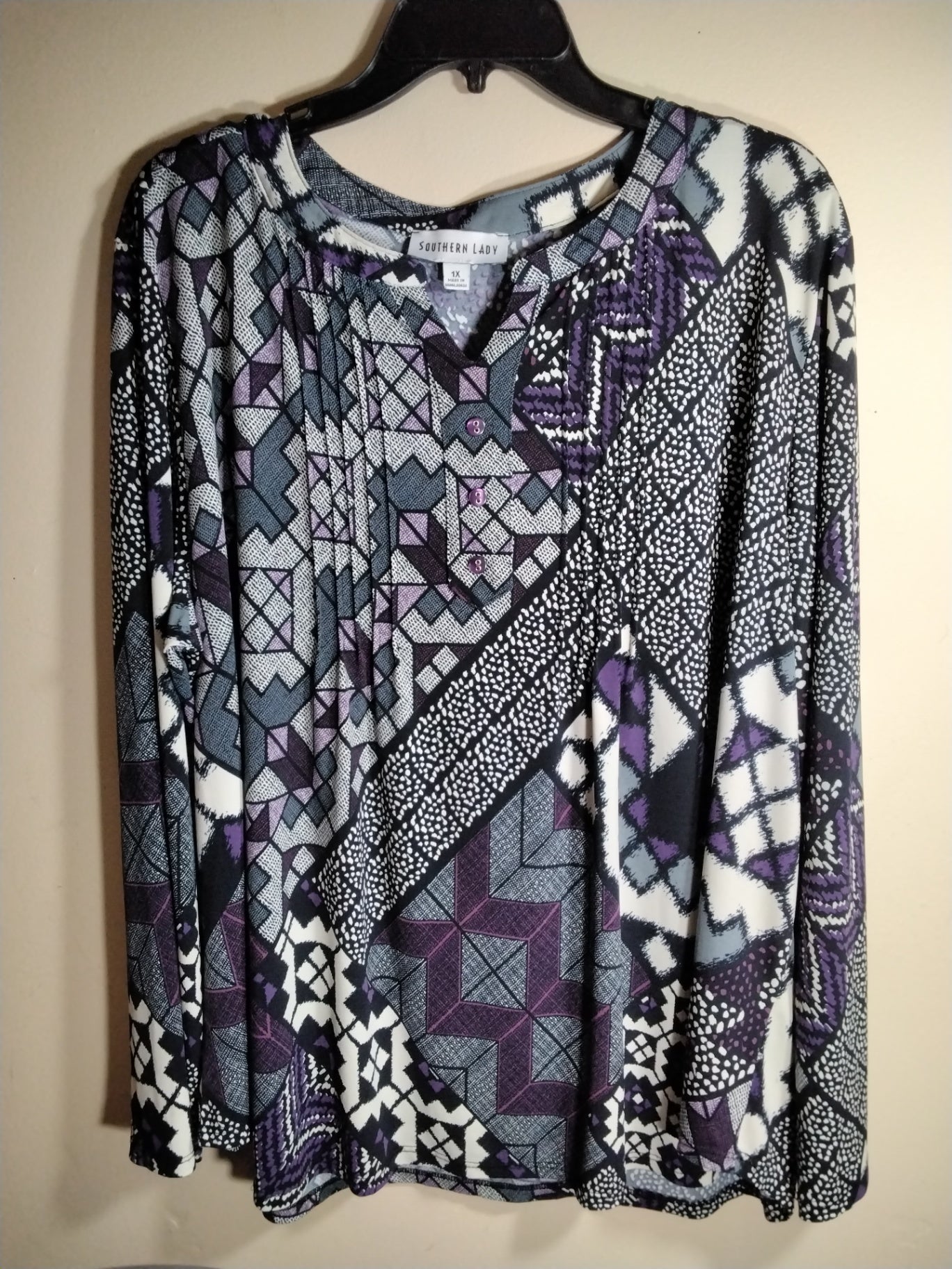 Southern Lady, Purple, Black, White, Blouse