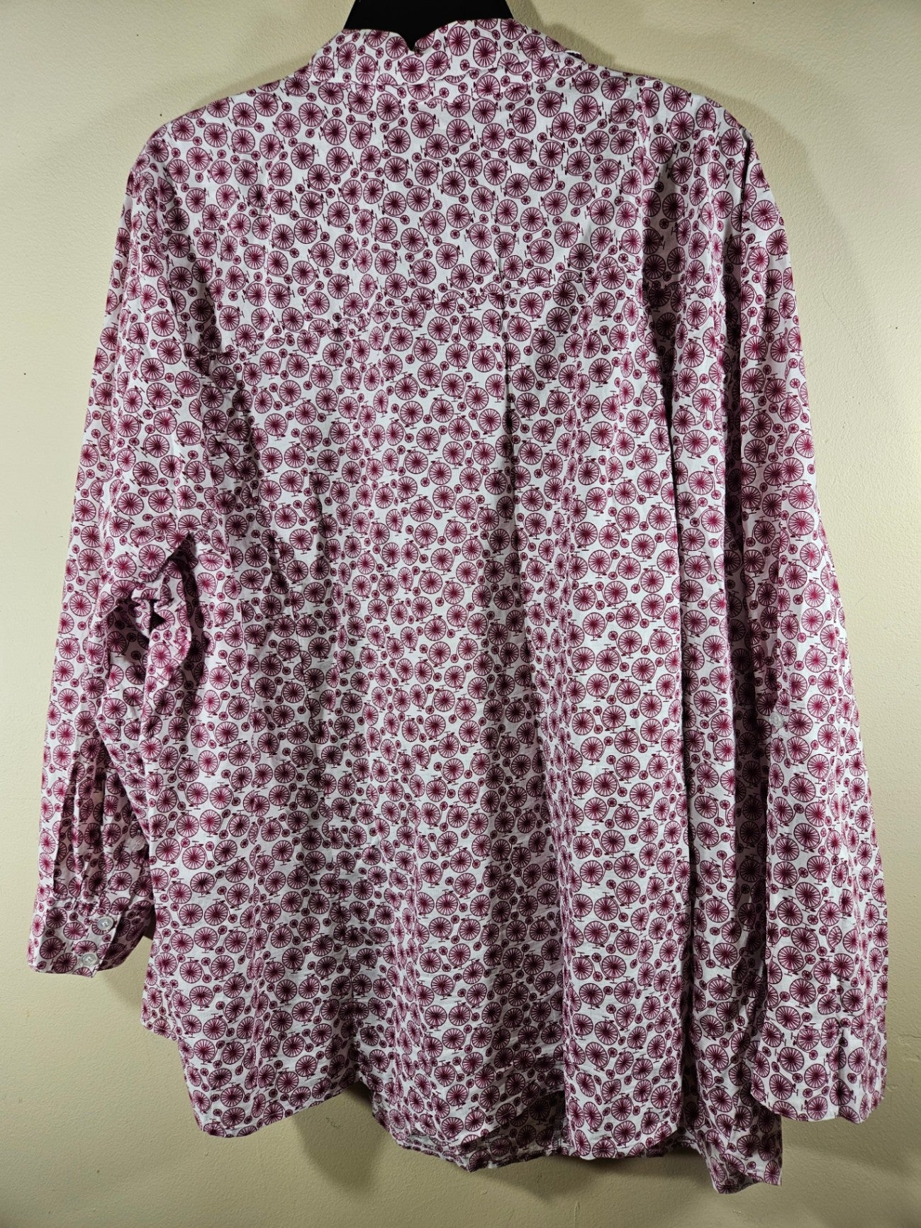 Catherines, White with Burgundy Print, Long Sleeves Top 30/32