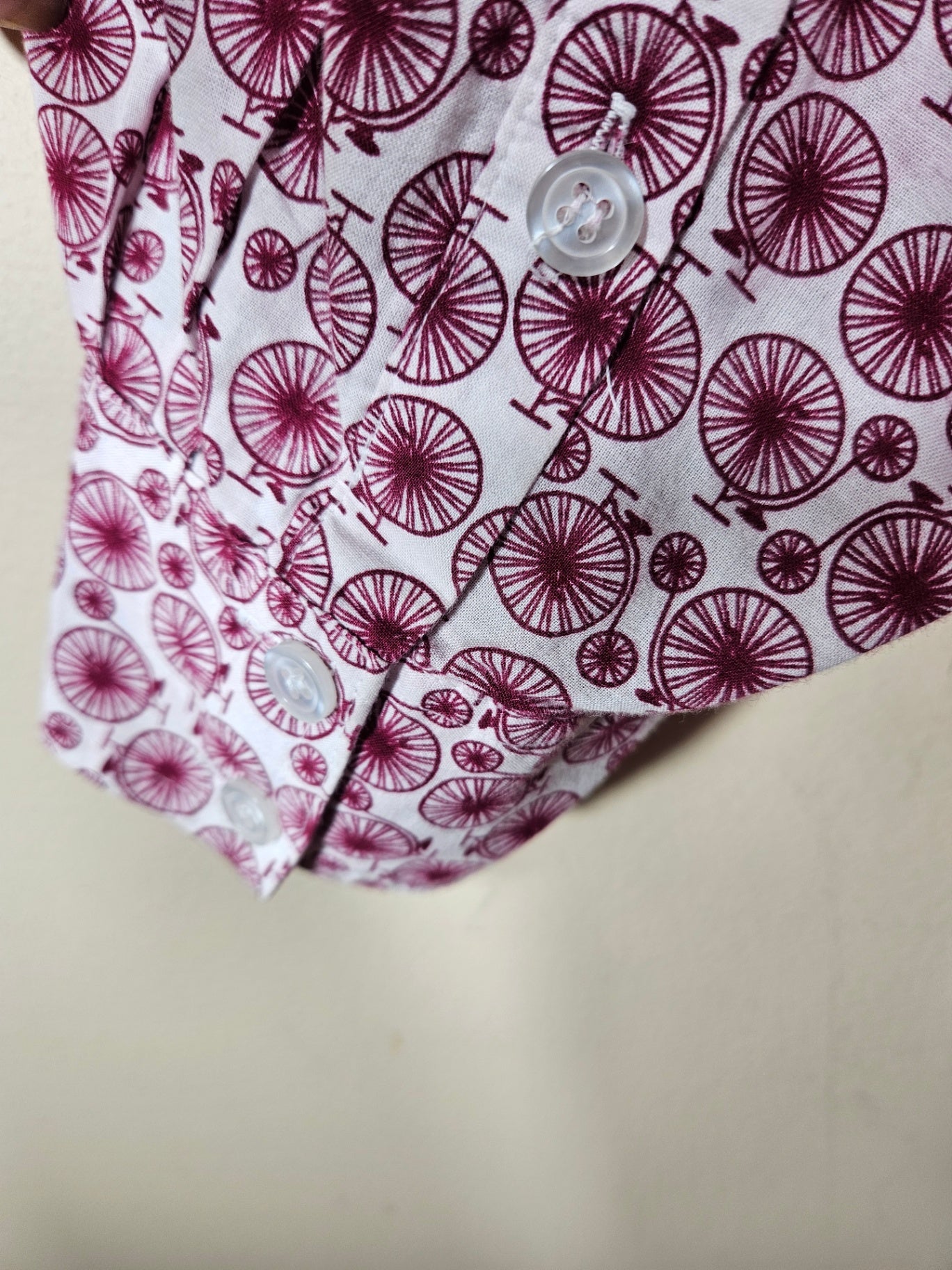 Catherines, White with Burgundy Print, Long Sleeves Top 30/32