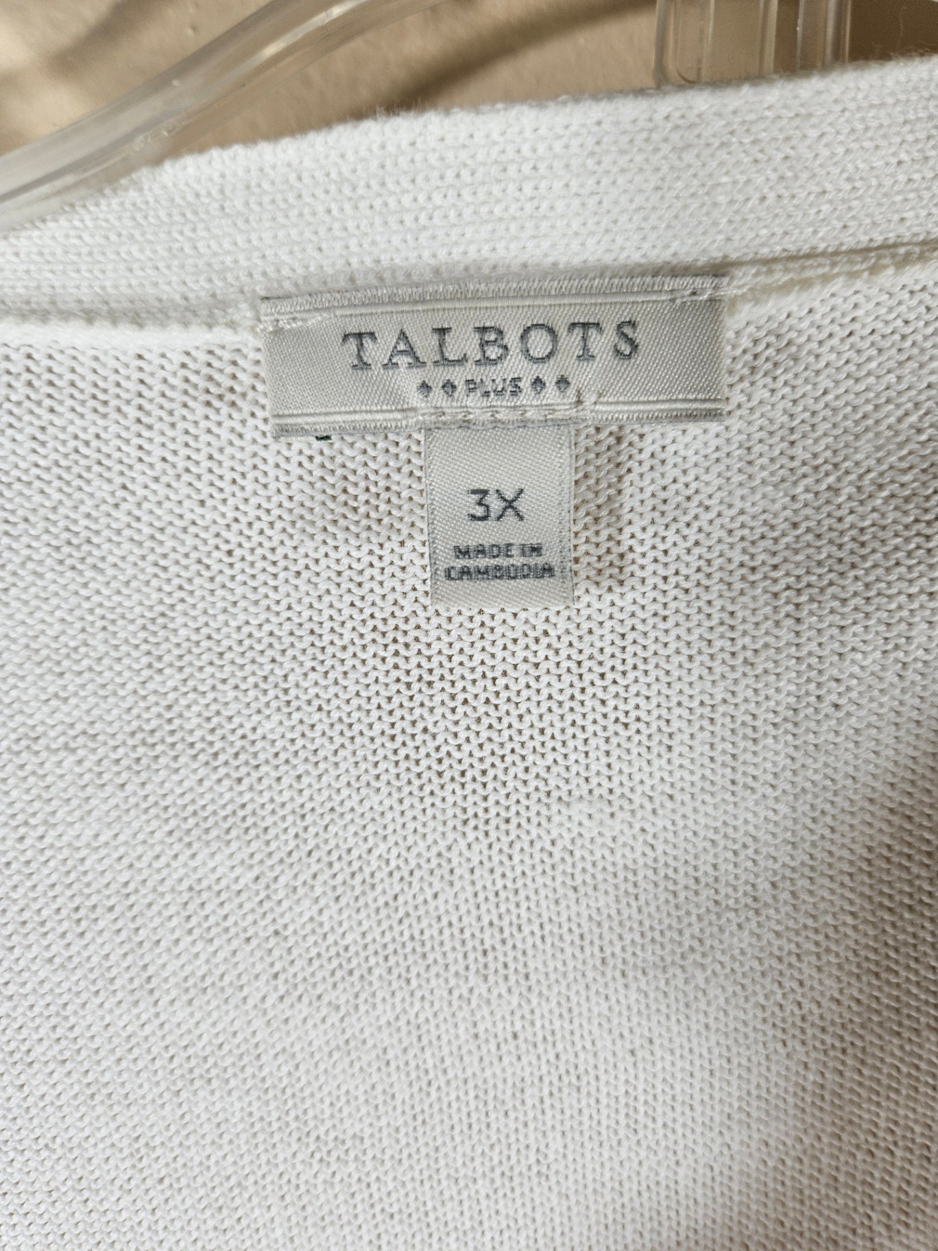 Talbots, White, Cardigan 3X