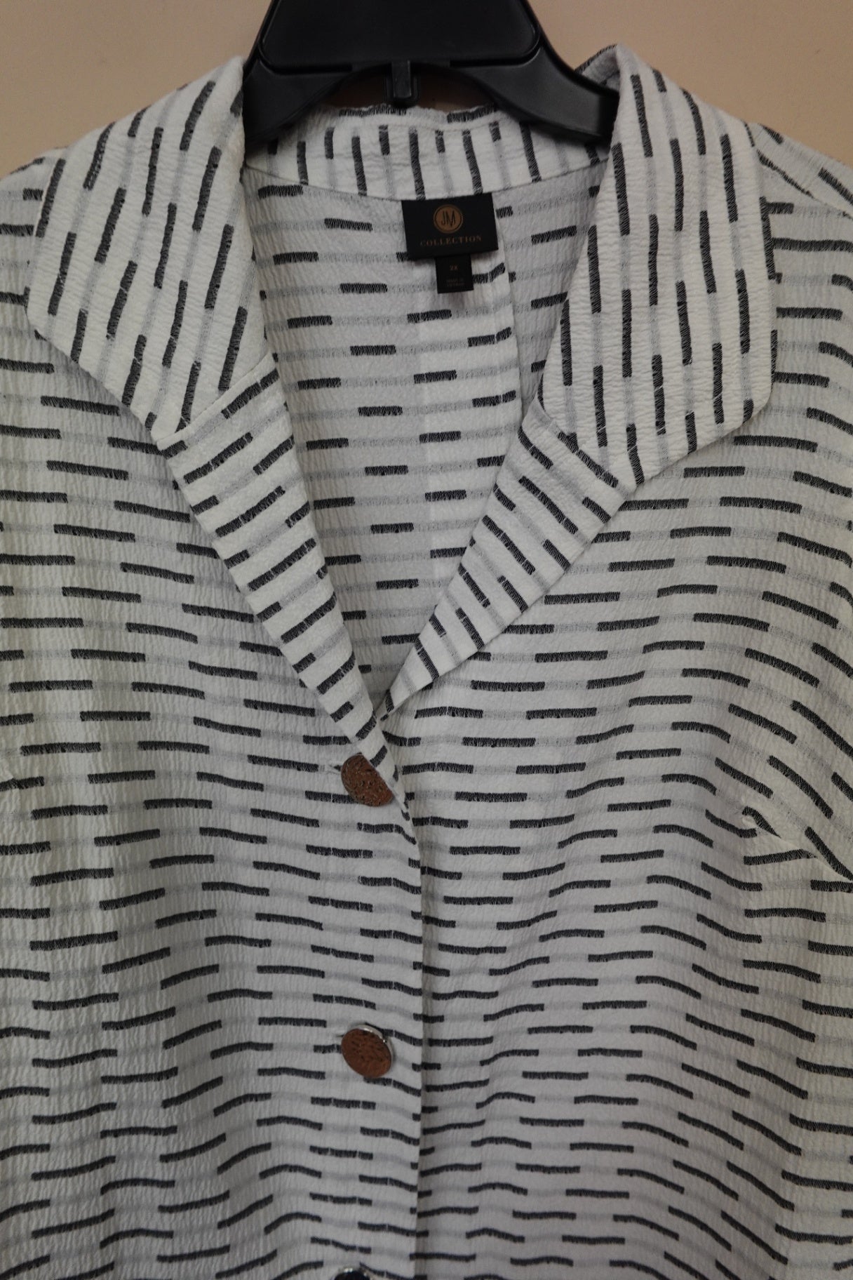 JM Collection, 3/4 Sleeve Button Down, 2X
