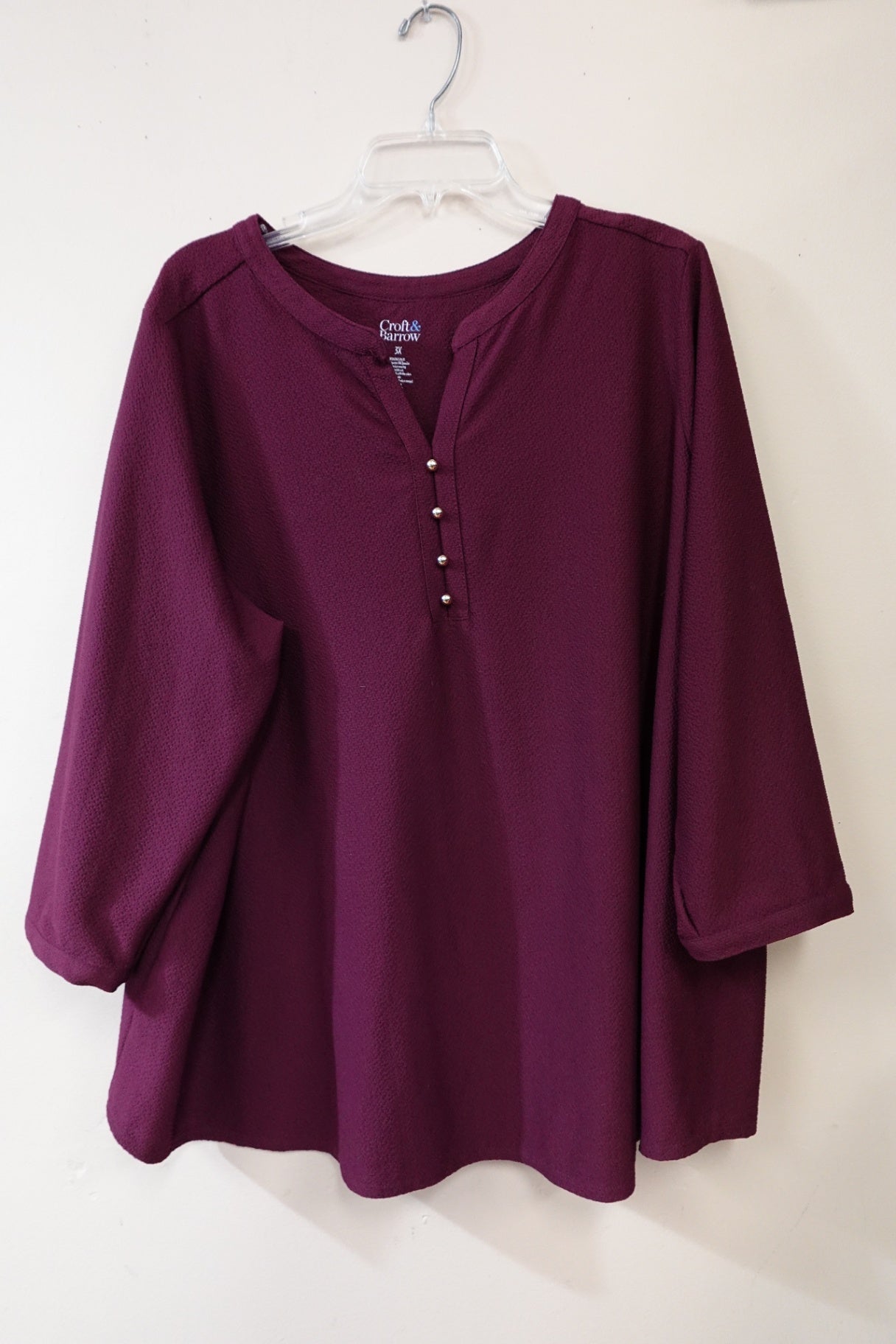 CROFT & BARROW, 3/4 Sleeve Tunic, 3X