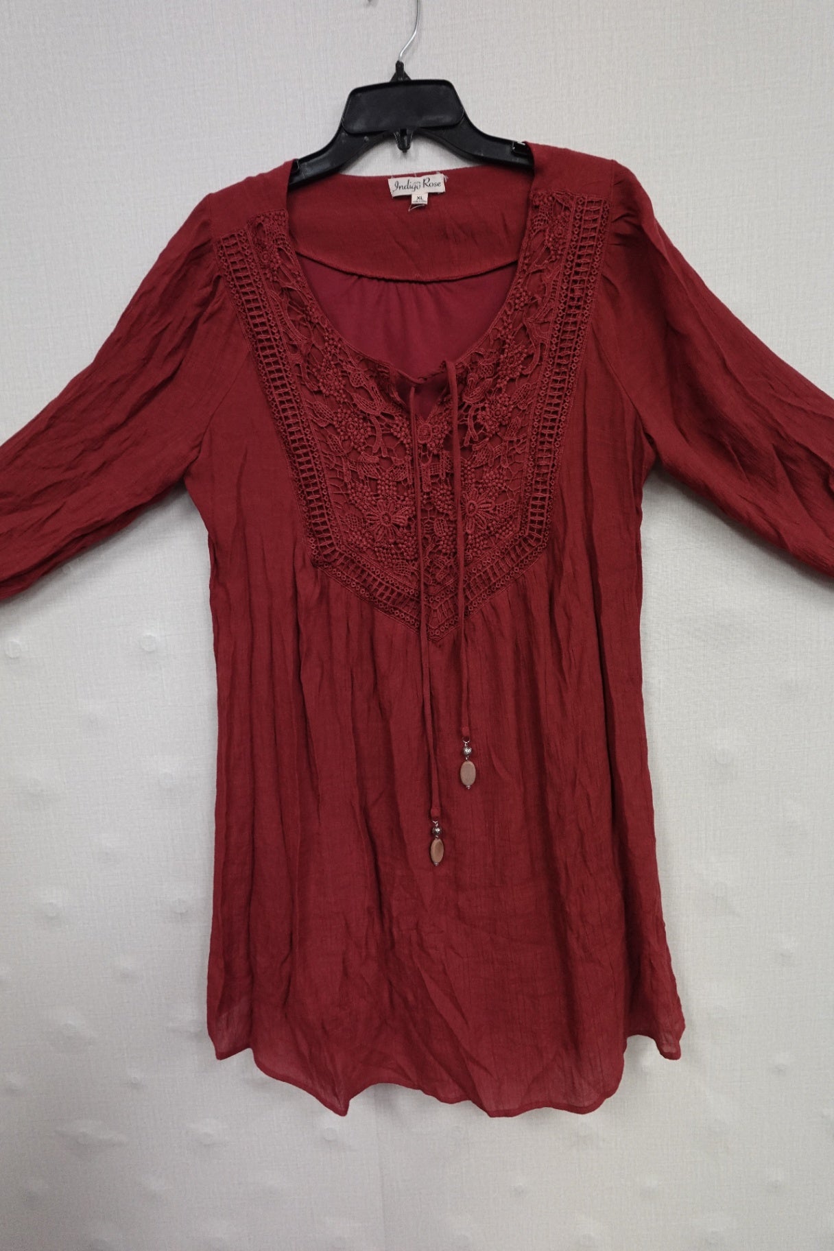 Indigo Rose, 3/4 Sleeve Top, XL