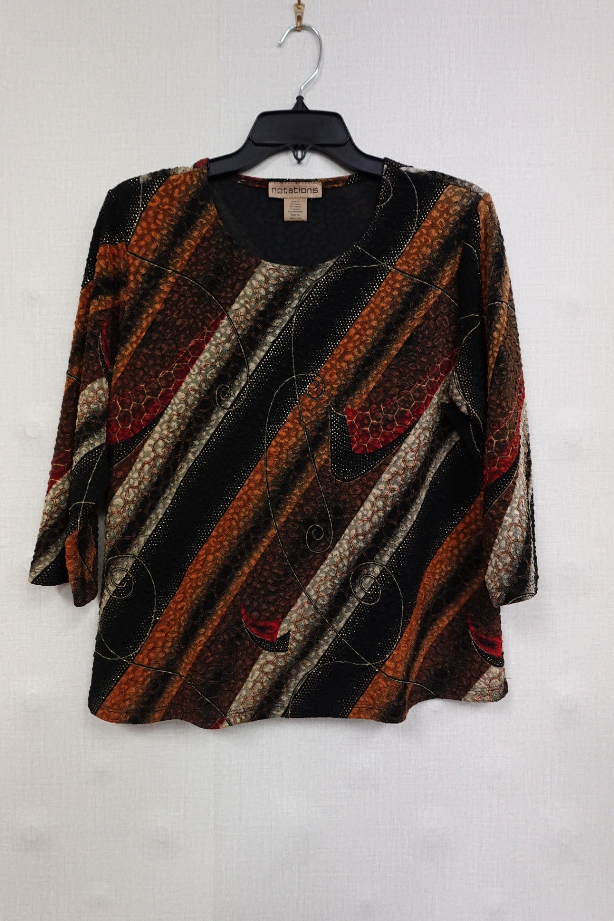 Notations, 3/4 Sleeve Top, XL