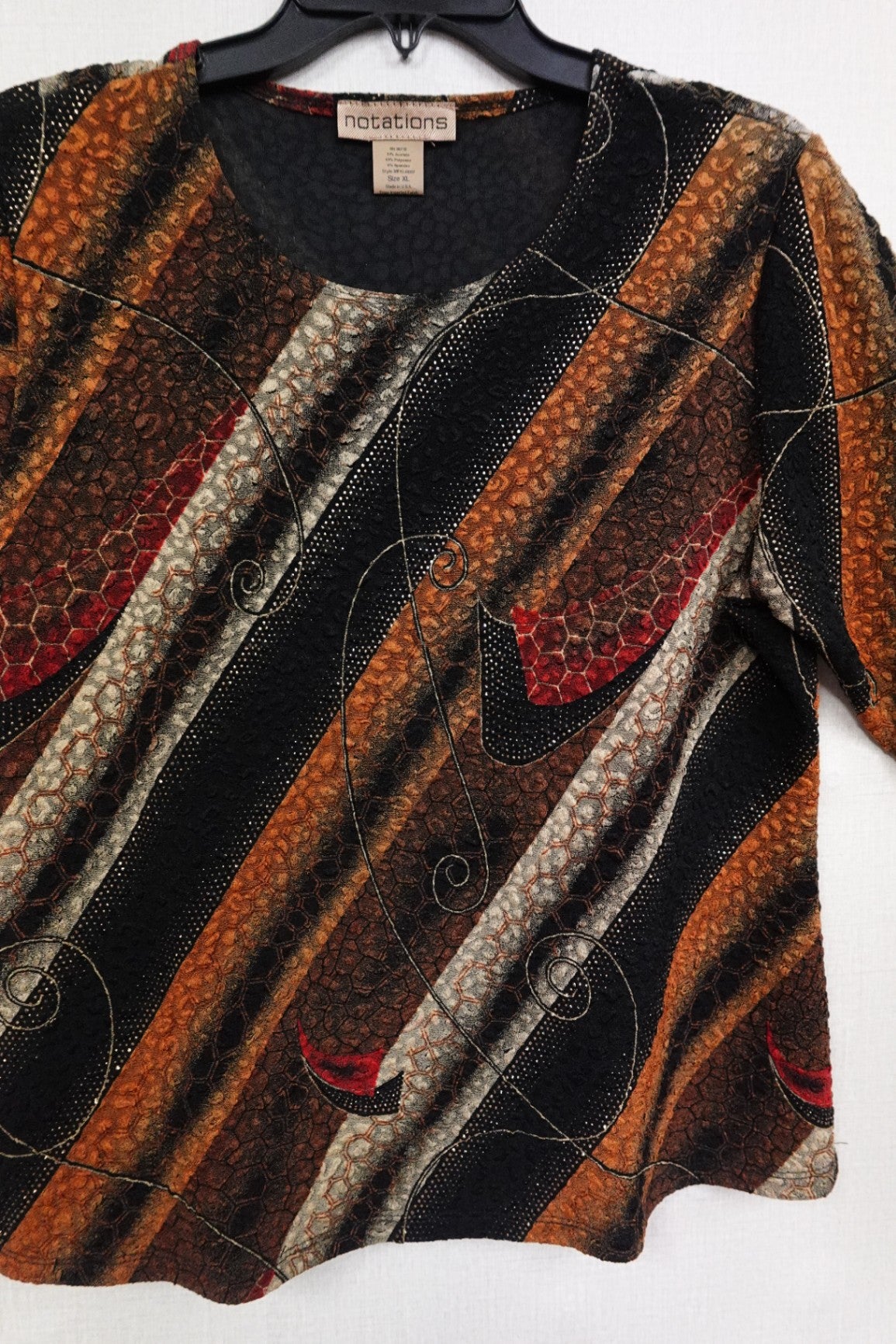 Notations, 3/4 Sleeve Top, XL