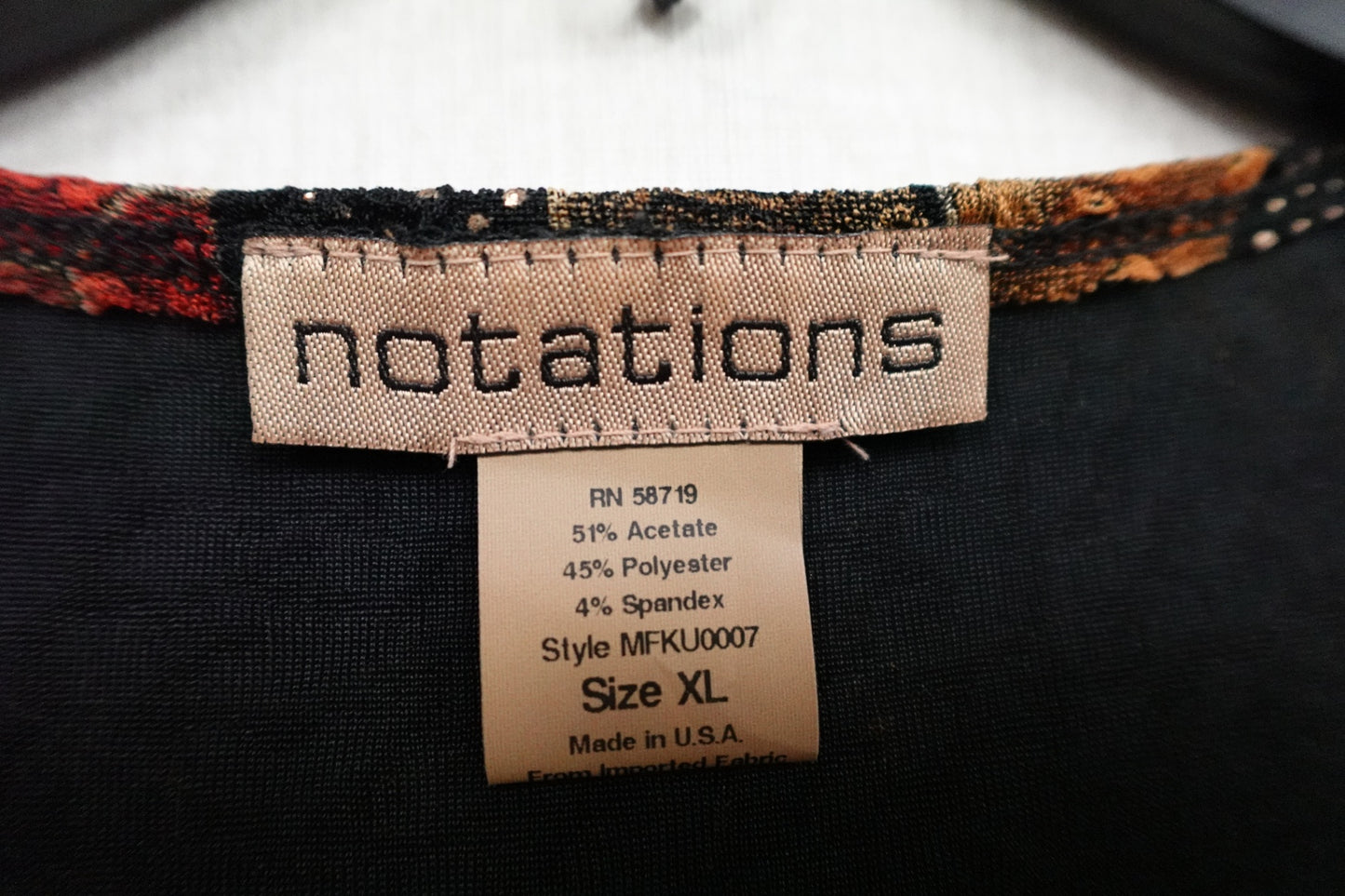 Notations, 3/4 Sleeve Top, XL