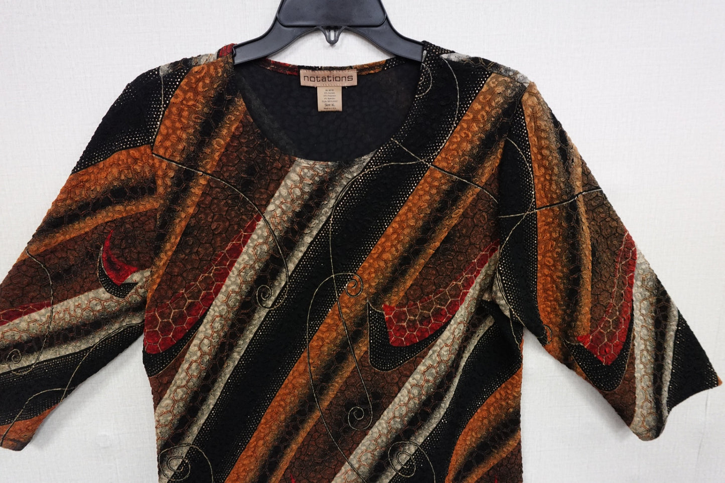 Notations, 3/4 Sleeve Top, XL