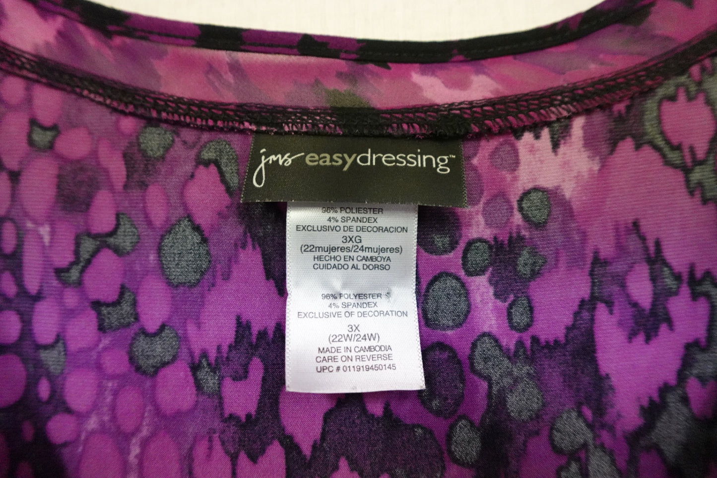 JMS, 3/4 SLEEVE TOP, 3X