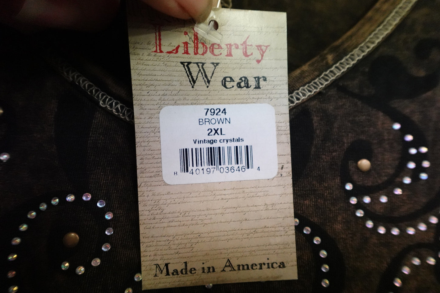 Liberty Wear, 3/4 SLEEVE TOP, 2X
