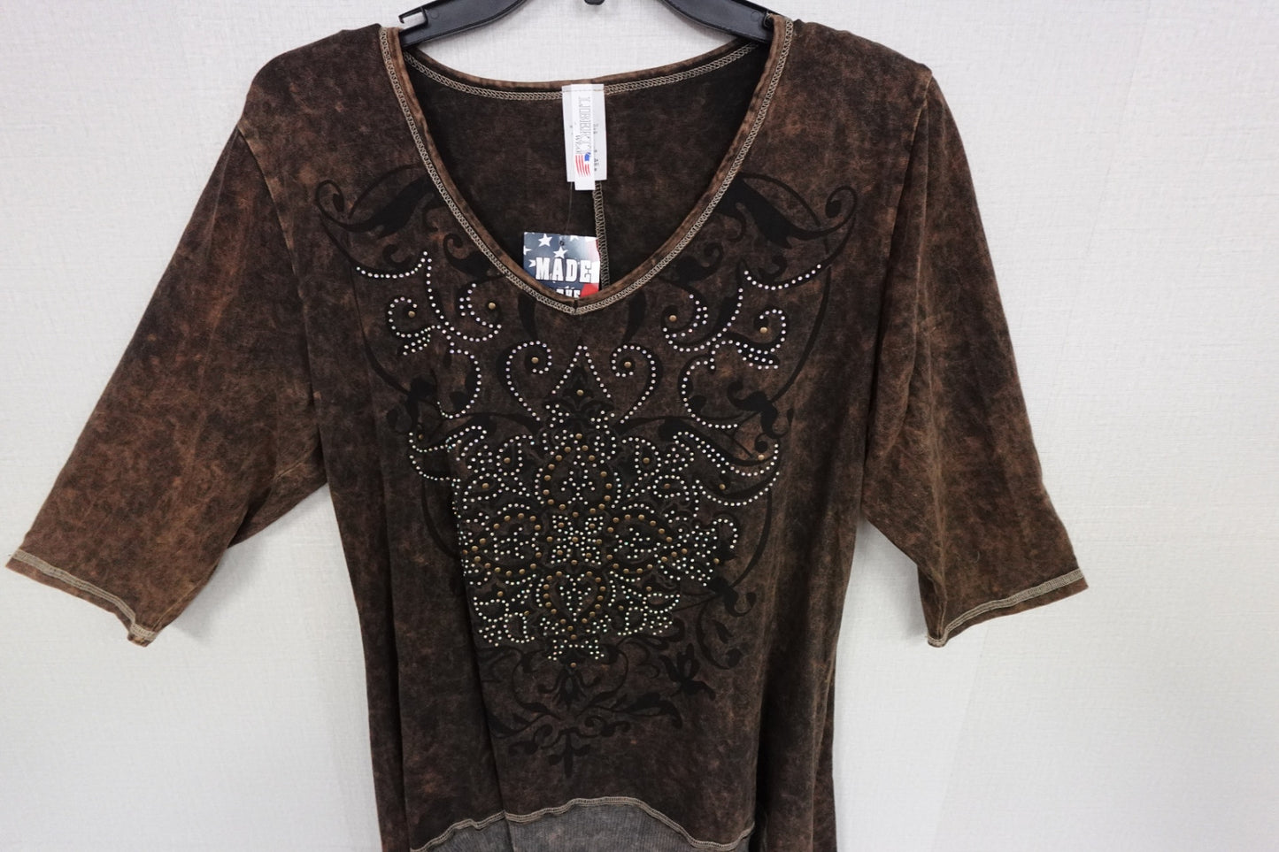 Liberty Wear, 3/4 SLEEVE TOP, 2X