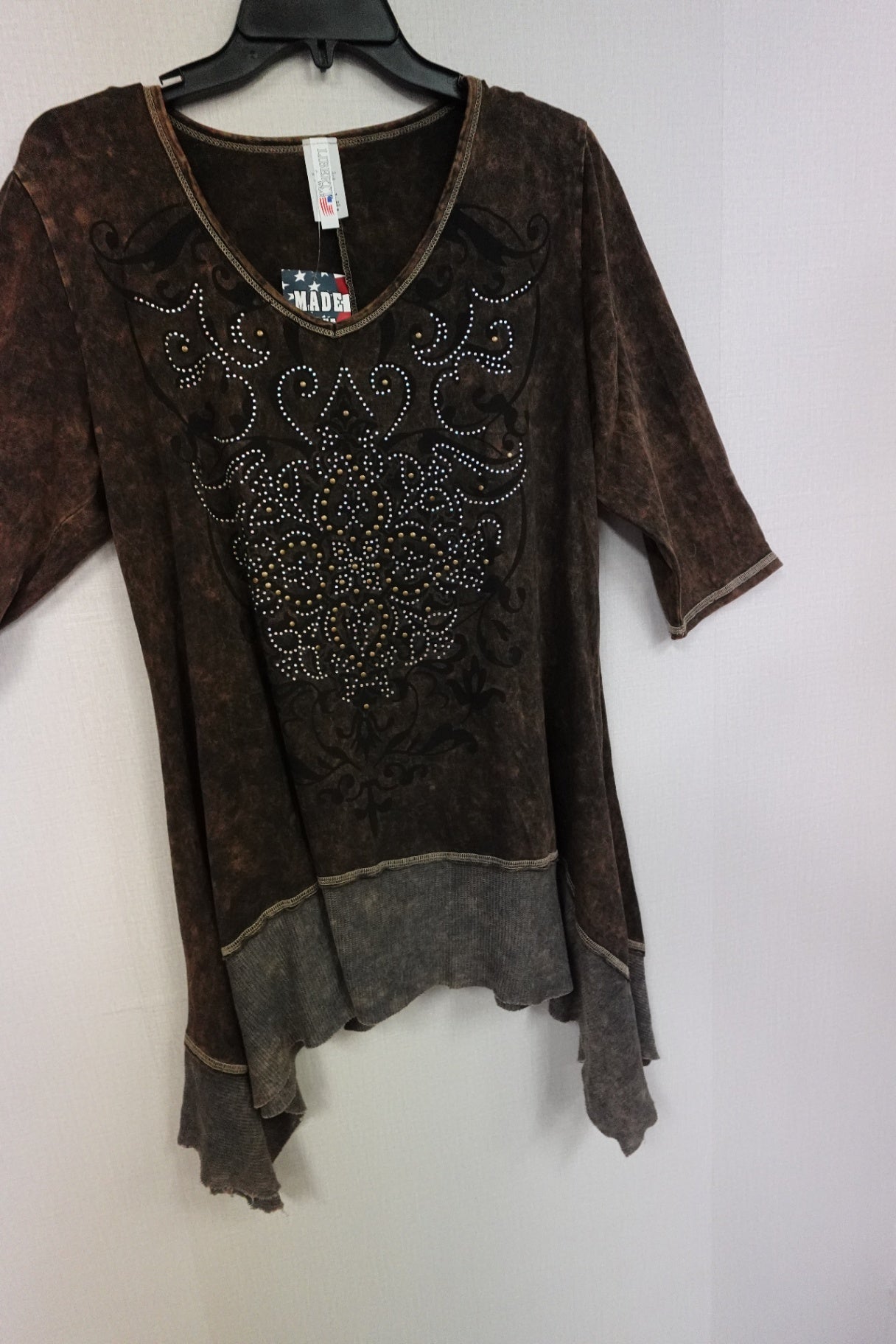Liberty Wear, 3/4 SLEEVE TOP, 2X
