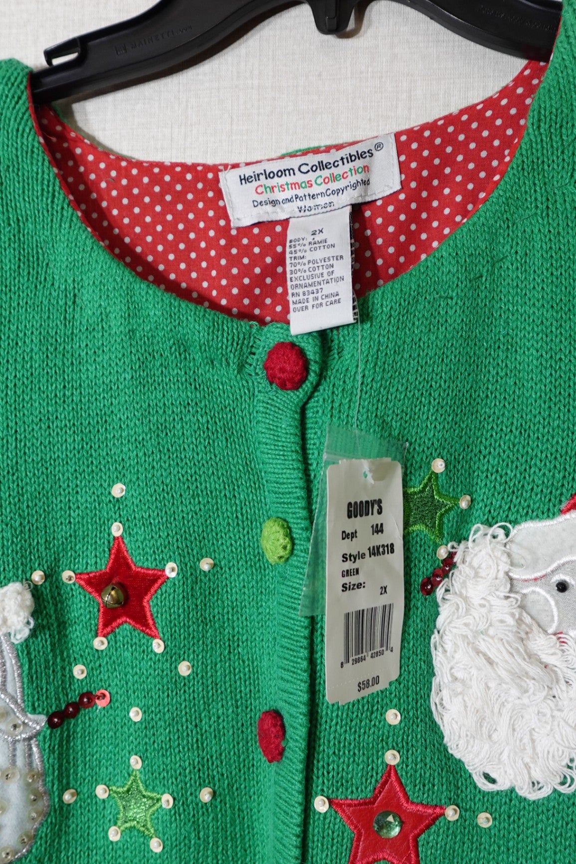 Heirloom Collectables, NWT Christmas Sweater, 2X