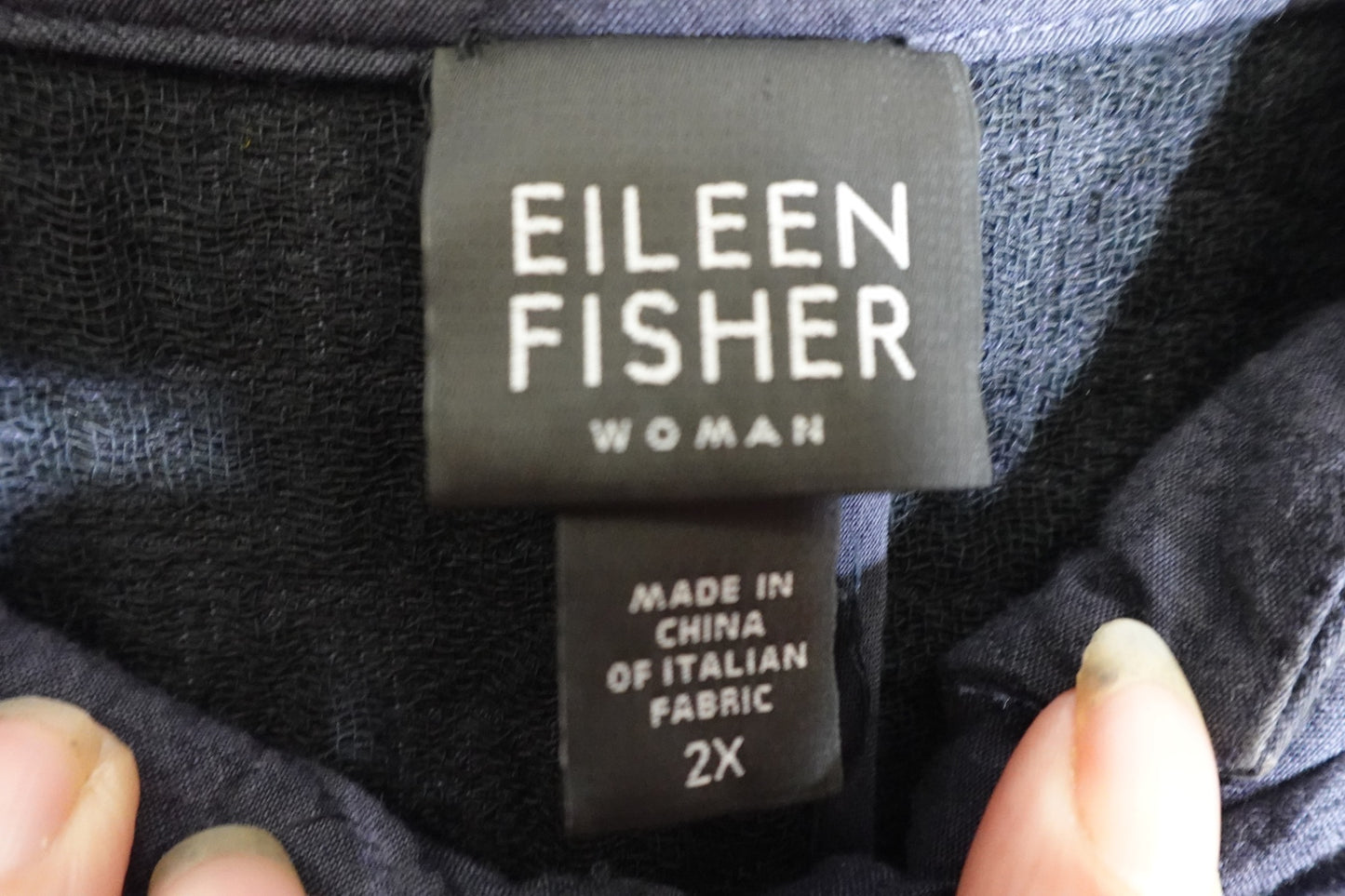 Eileen Fisher Jacket 2X Mandarin Collar Cotton, 2X