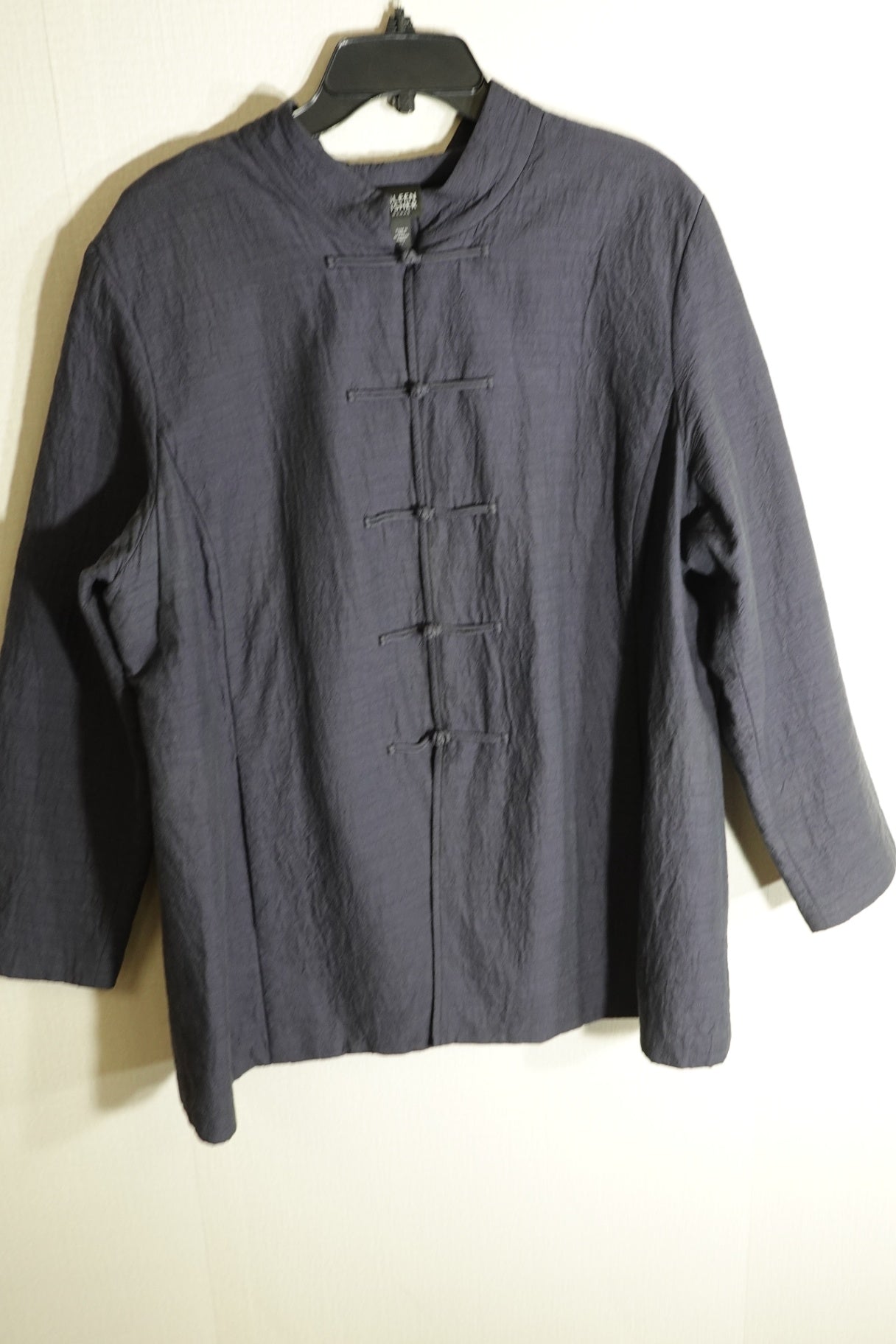 Eileen Fisher Jacket 2X Mandarin Collar Cotton, 2X