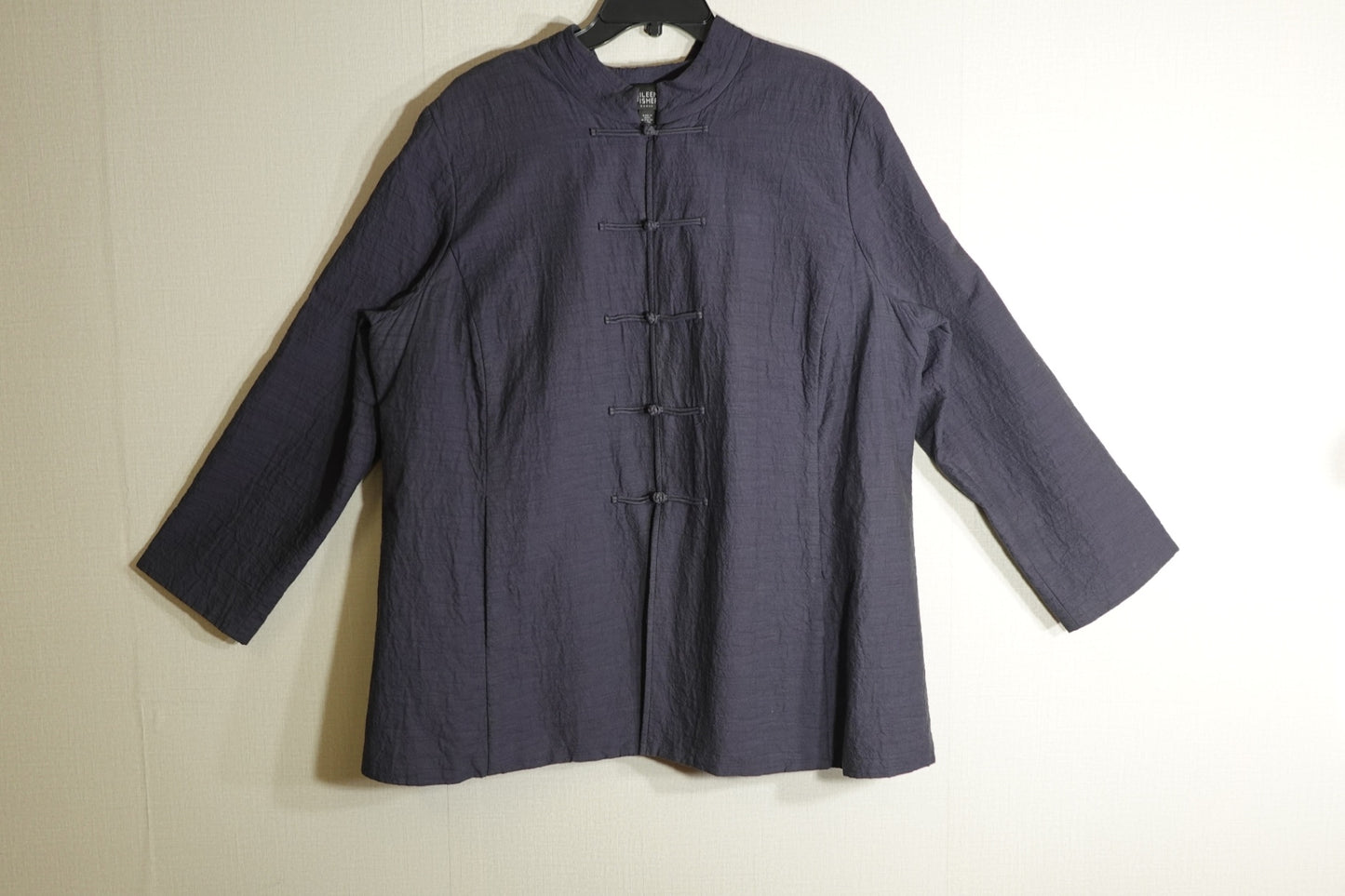 Eileen Fisher Jacket 2X Mandarin Collar Cotton, 2X