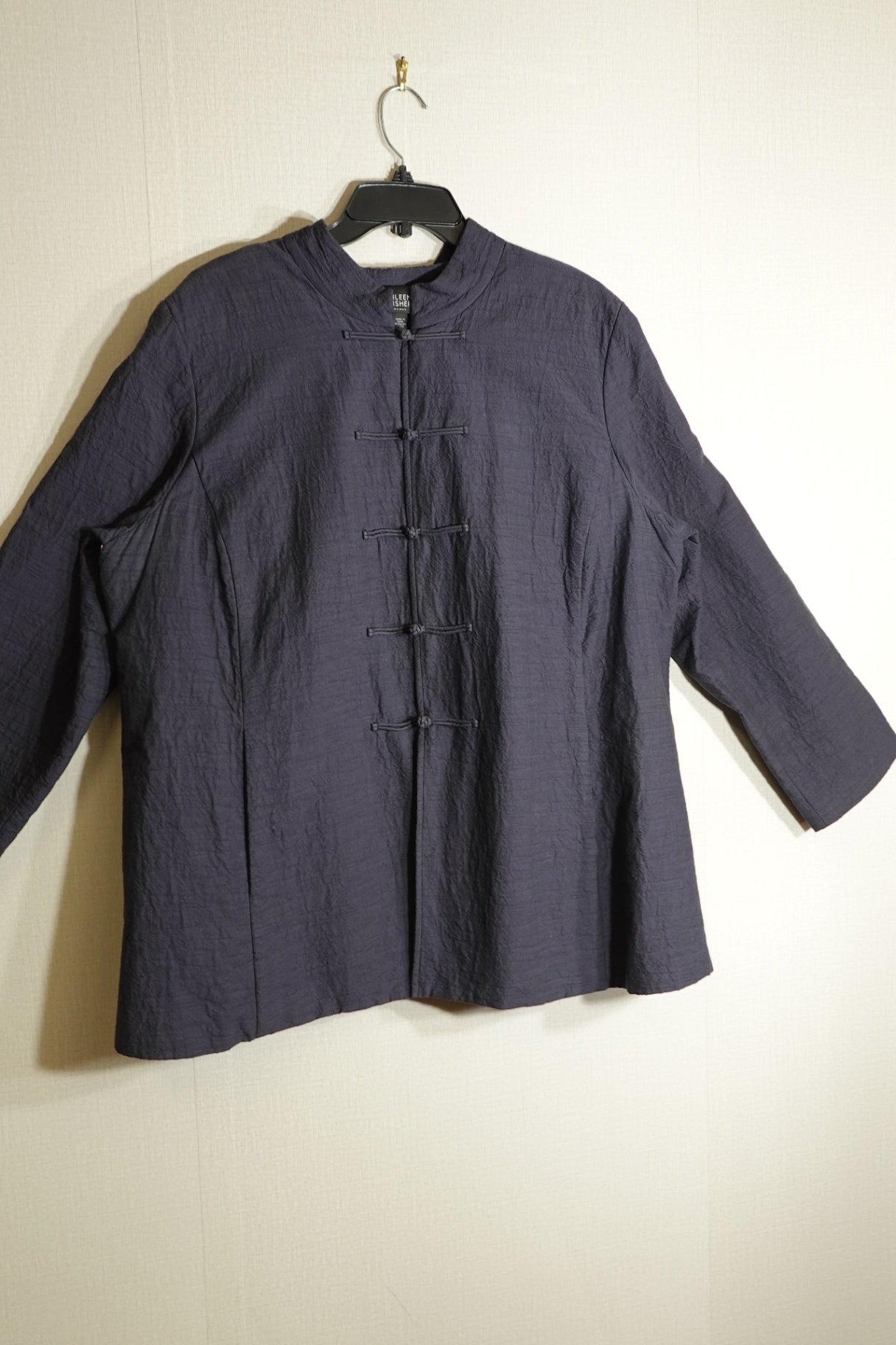 Eileen Fisher Jacket 2X Mandarin Collar Cotton, 2X