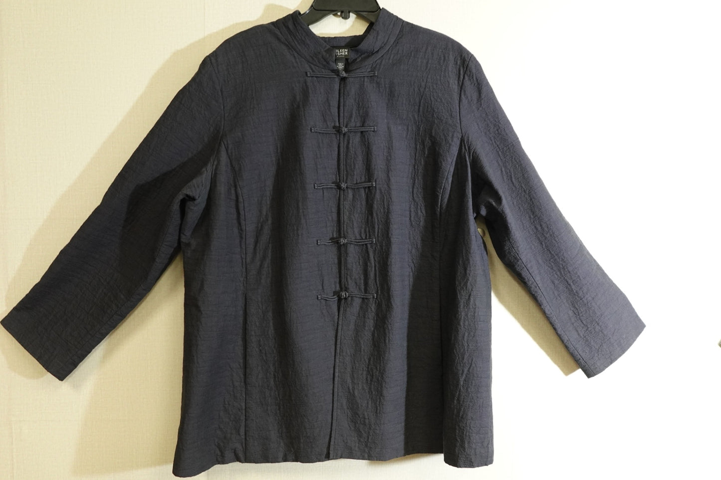 Eileen Fisher Jacket 2X Mandarin Collar Cotton, 2X