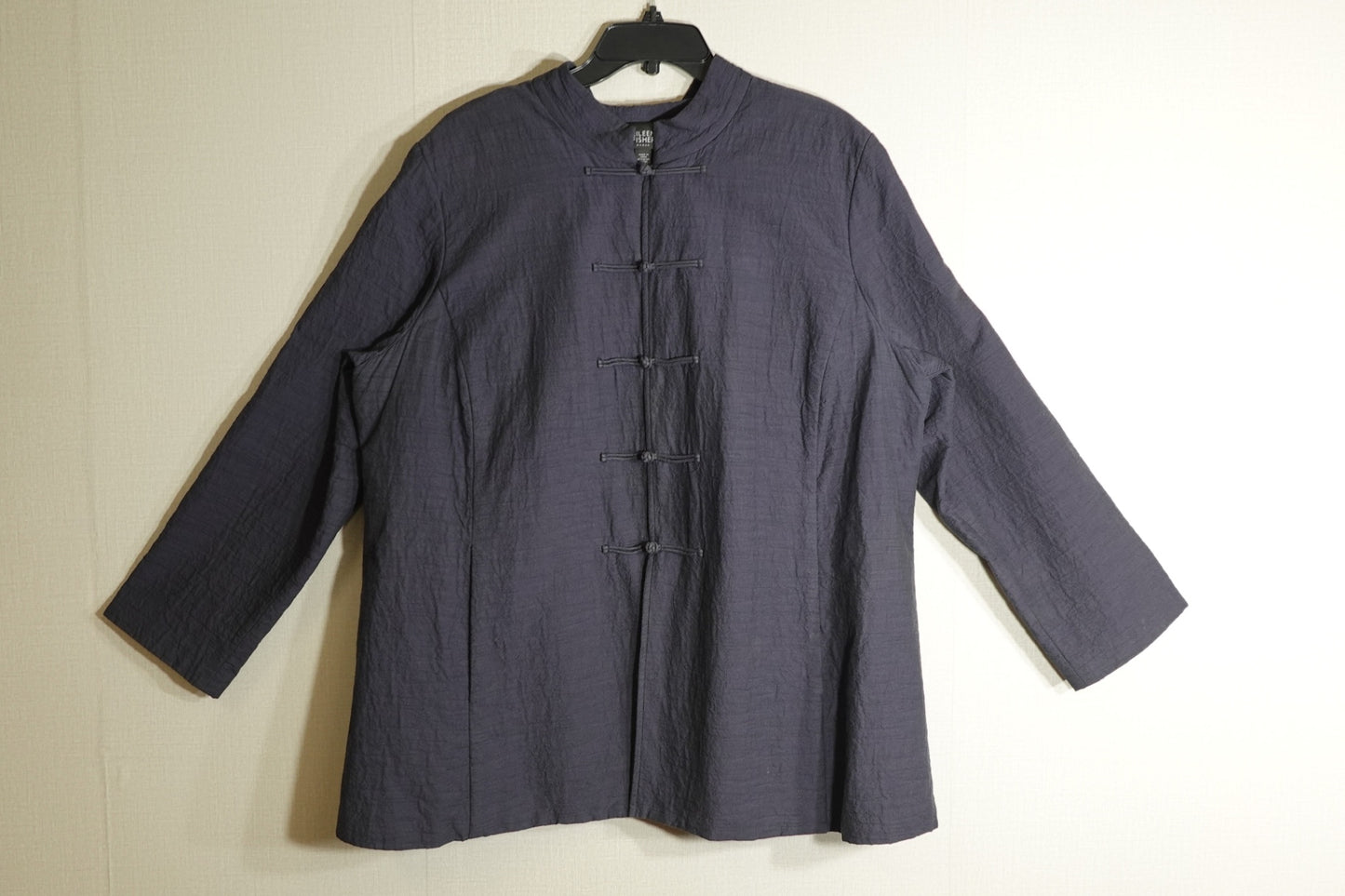 Eileen Fisher Jacket 2X Mandarin Collar Cotton, 2X