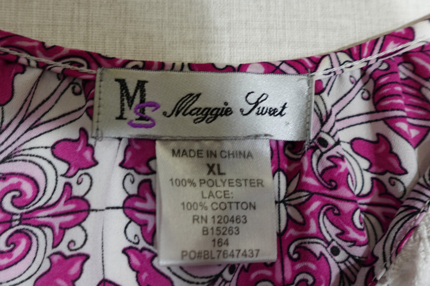 Maggie Sweet, 3/4 SLEEVE TOP, XL