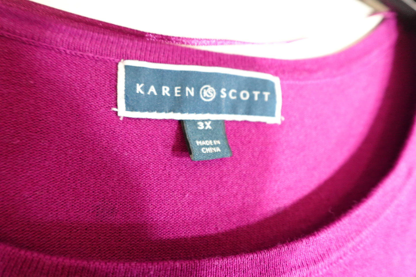 Karen Scott, 3/4 Sleeve Top, 3X