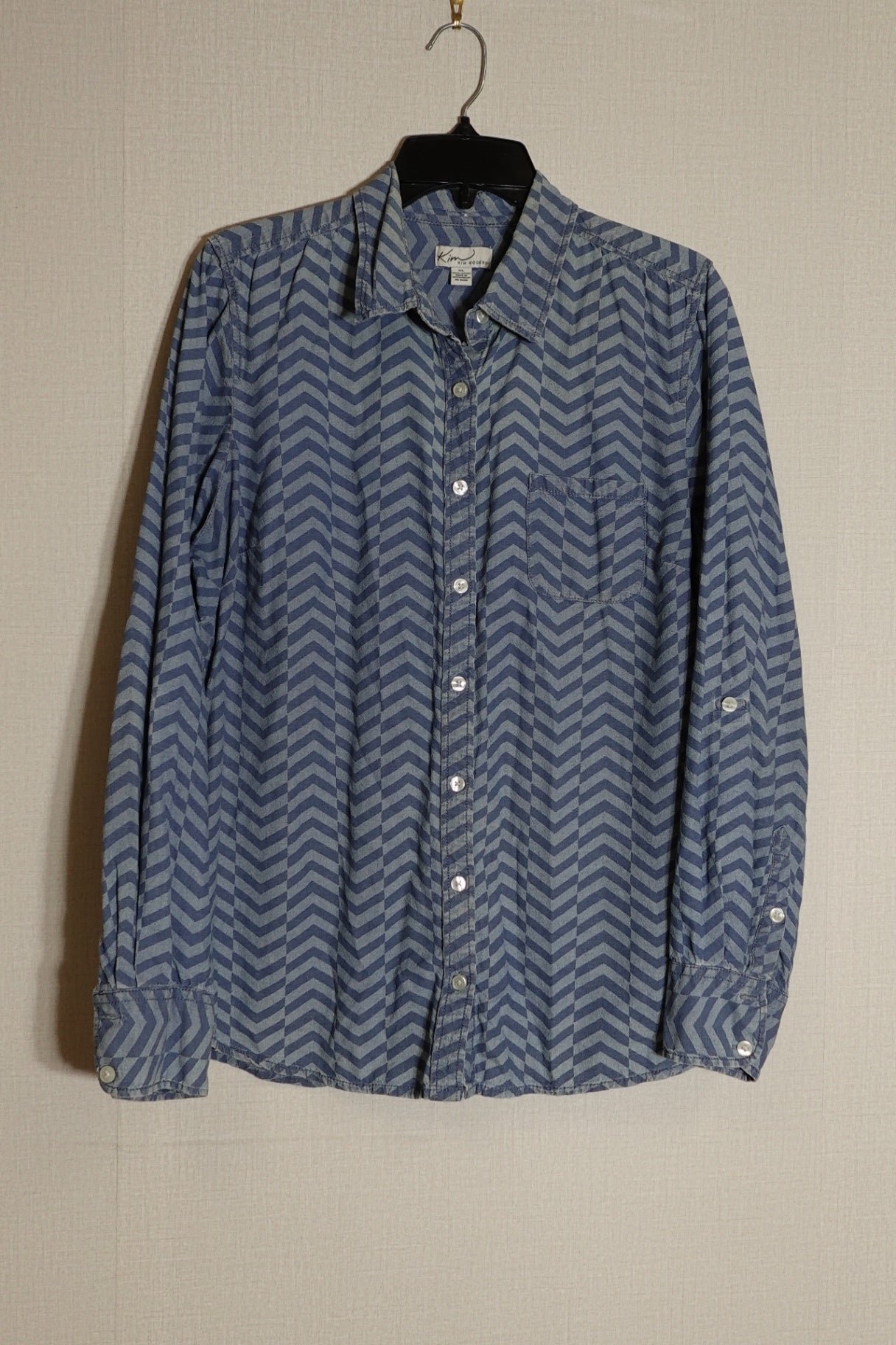 Kim Rogers, Long Sleeve Button Down Top, Size XL