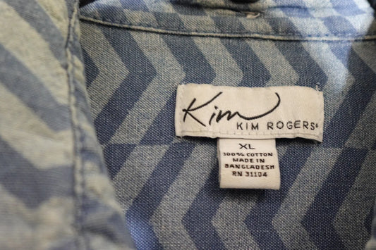 Kim Rogers, Long Sleeve Button Down Top, Size XL Kim rogers Long Sleeve Button Down Top More To Love Consignment