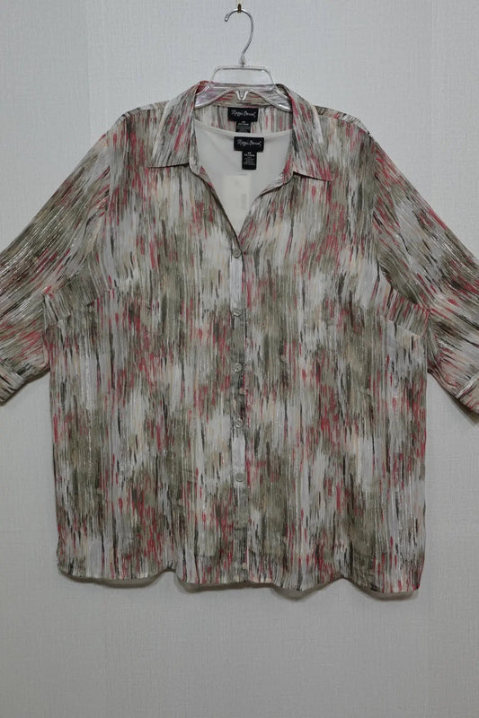 Maggie Barnes, New 3/4 Sleeve Button Down Shirt & Shell Set, Size 22/24W Maggie Barnes New 3/4 Sleeve Button Down Shirt & Shell Set More To Love Consignment