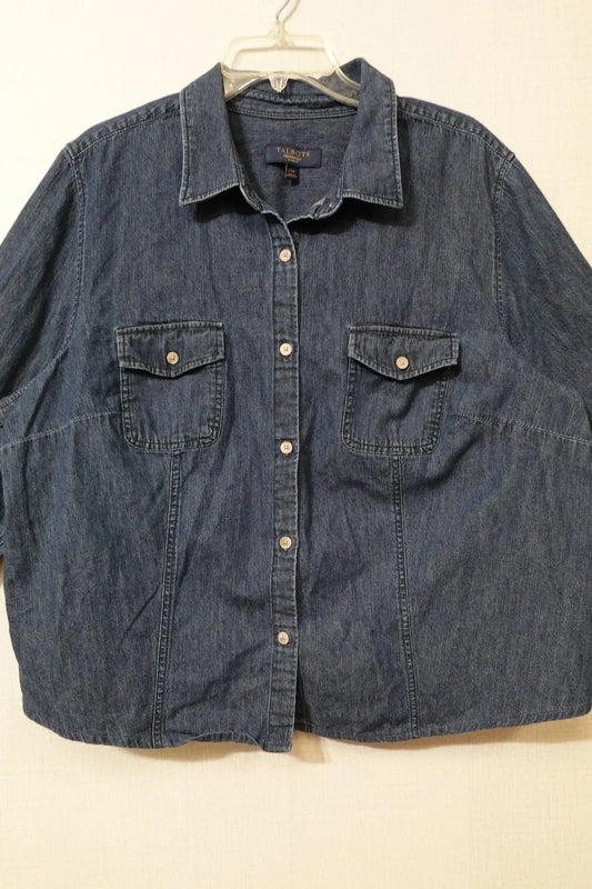 Talbots, Long Sleeve Button Down Top, Size 22W Talbots Long Sleeve Button Down Top More To Love Consignment