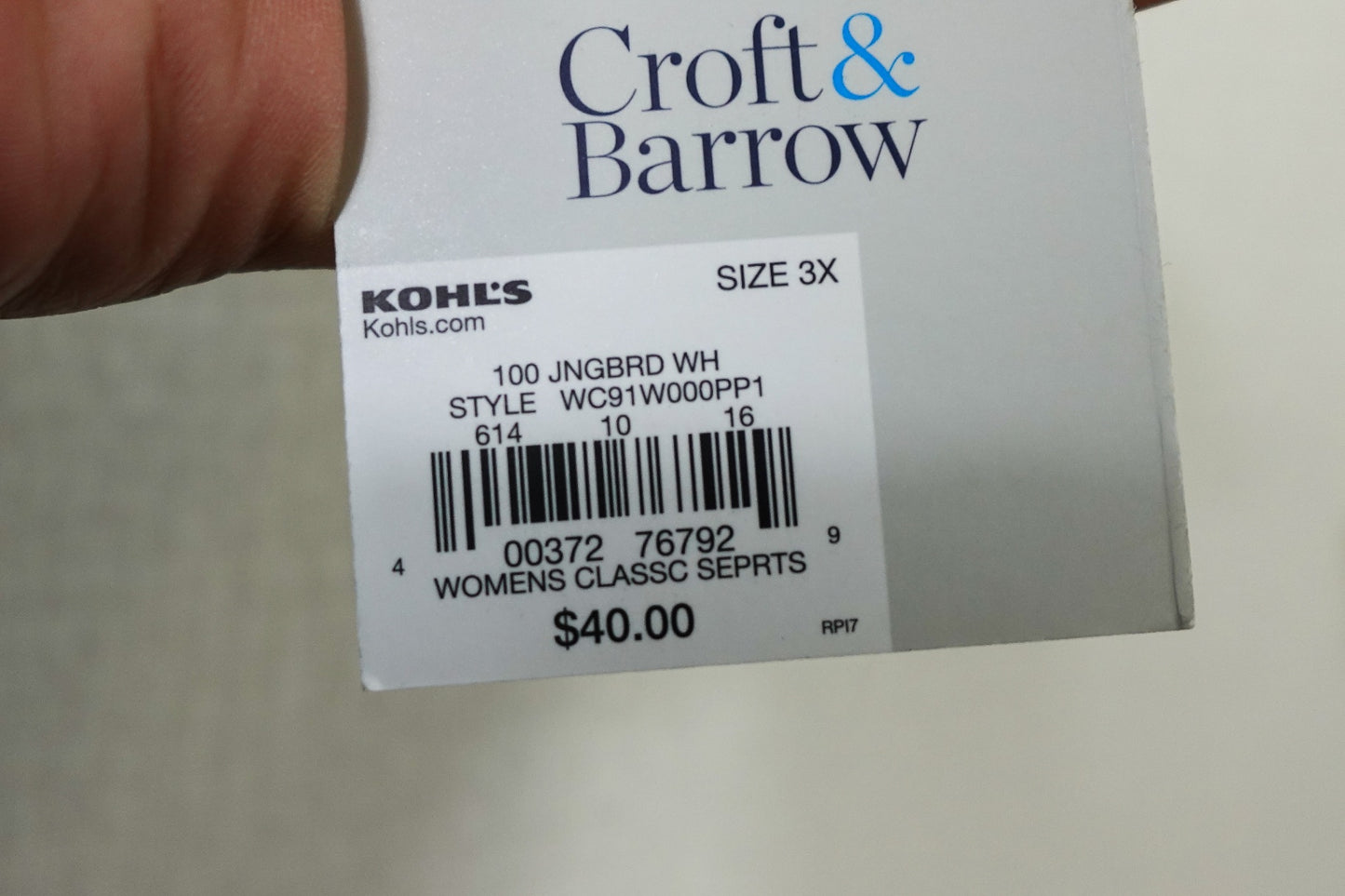 Croft & Barrow, NEW 3/4 Sleeve Top, 3X