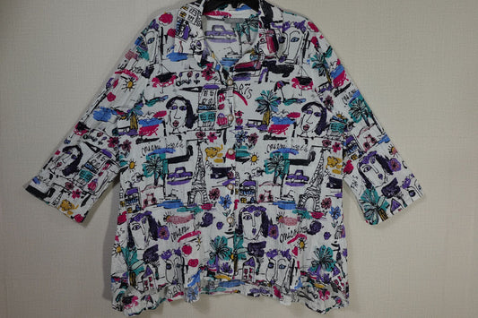 habitat, 3/4 Sleeve Top button down, XL
