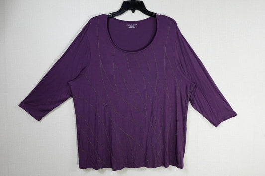 Coldwater Creek, 3/4 Sleeve Top, 24W-26W Coldwater Creek 3/4 Sleeve Top More To Love Consignment