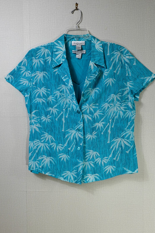 Silk Assets Diane von Furstenberg, Short Sleeve Button Down And Tank, L