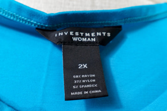 Investments Woman, Short Sleeved Top, 2X Investments Woman Short Sleeved Top More To Love Consignment