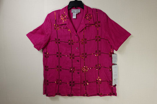 Diane Gilman, New Vintage Short Sleeved Top, Large