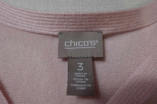 Chico's, Short sleeve knit top, XL (Chicos 3) Light Pink
