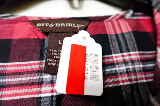 Bit & Bridle, New Long Sleeves Top, L Red / Black / White