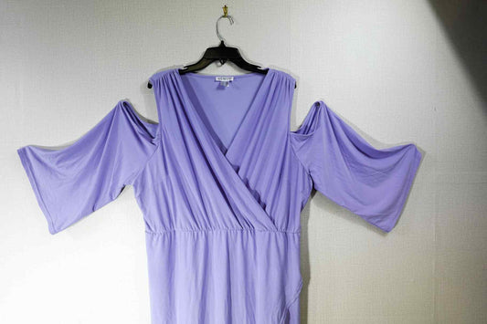 Venus, Cold Shoulder Dress, 2X, Lavender