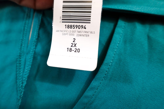 Torrid, New Long Sleeves Top, 2X 18-20 Teal