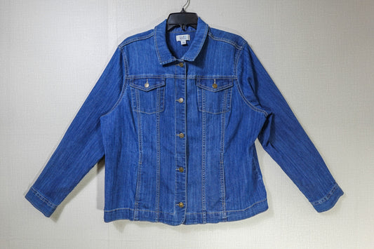 Croft & Barrow, Denim Jacket, 2X, Cotton, Polyester, Spandex