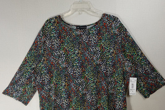 N Touch, New 3/4 Sleeve Top, 1X, Polyester, Spandex