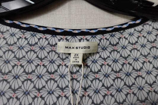 Max Studio, New short sleeve top, 2X, Polyester, Spandex