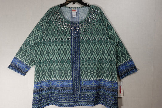Ruby Rd., New Long Sleeves Top, 2X, Polyester blend