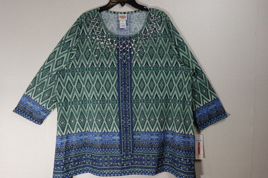 Ruby Rd., New Long Sleeves Top, 2X, Polyester blend