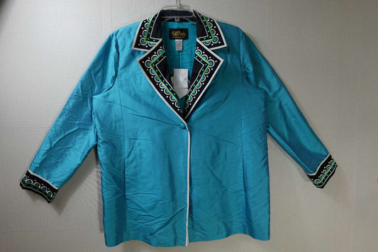 Bob Mackie Wearable Art, new vintage button blouse, L, silk
