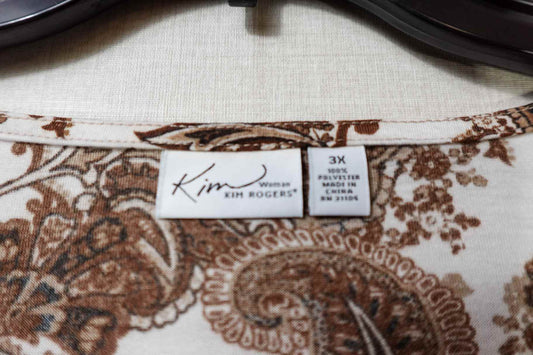 Kim Rogers, New 3/4 sleeve top, 3X, Polyester
