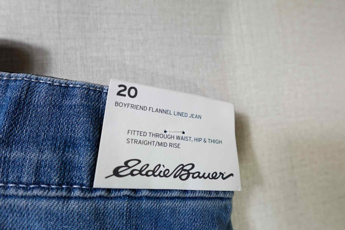 Eddie Bauer, New Boyfriend Lined Jeans, 20W, Cotton, spandex