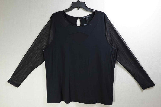INC International Concepts, New Long Sleeves Top, 2X, rayon, spandex, polyester mesh