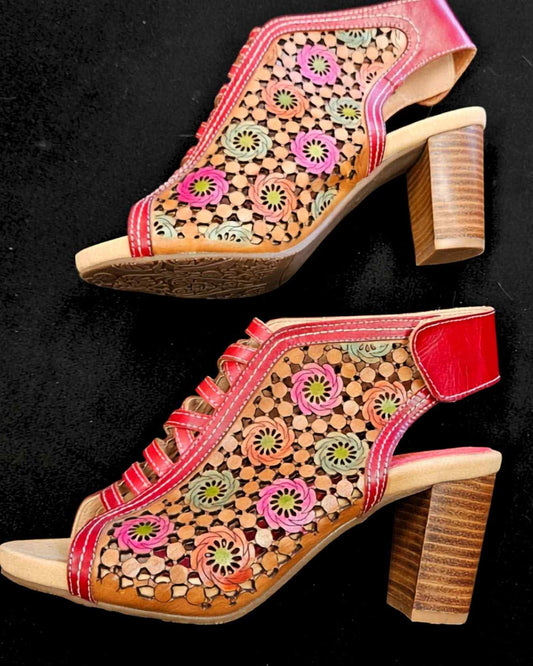 Spring Step Lartiste, Heeled Sandals, 41 (10), Leather Upper