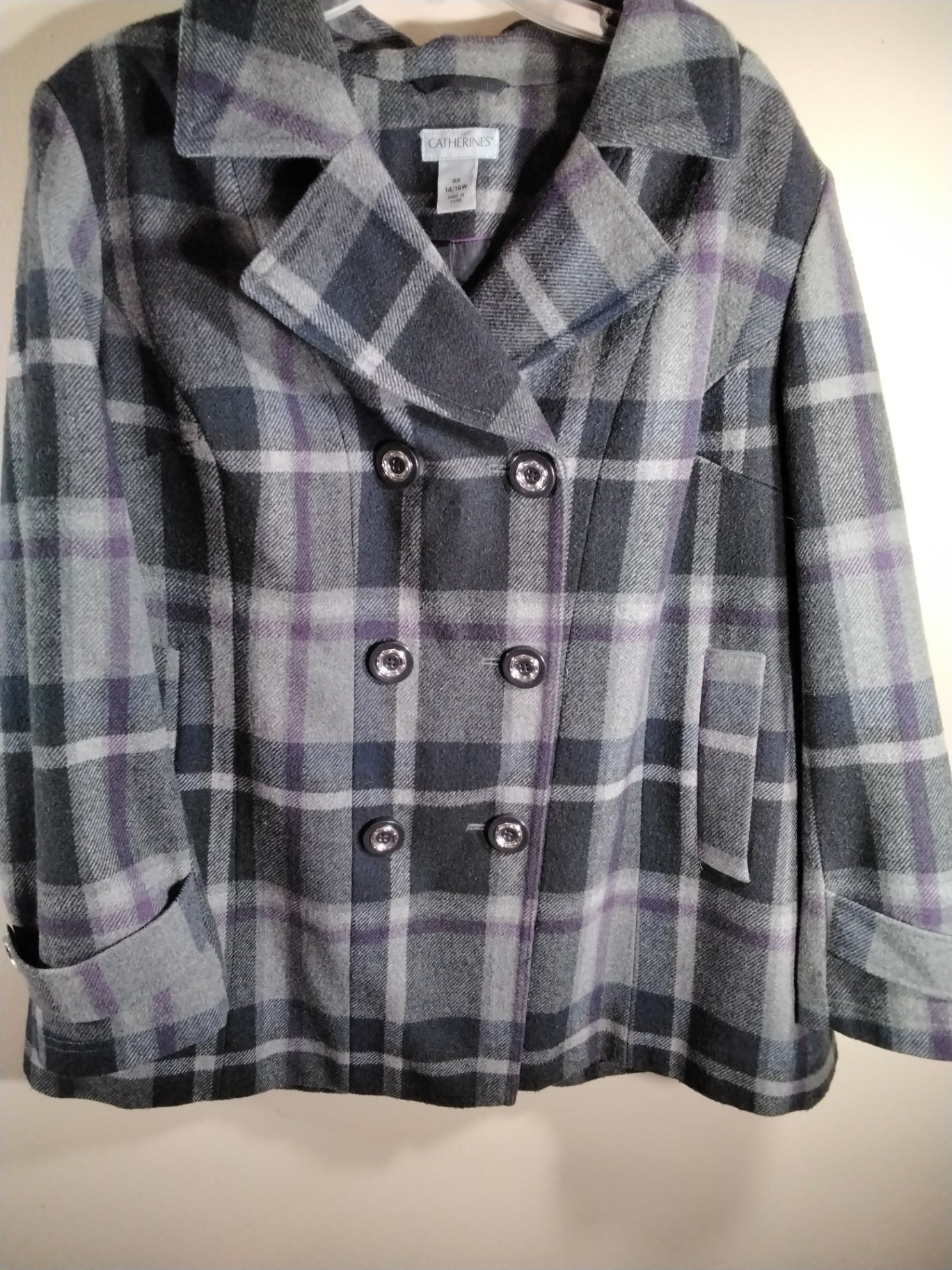 Catherines, Gray and Purple Plaid, Peacoat